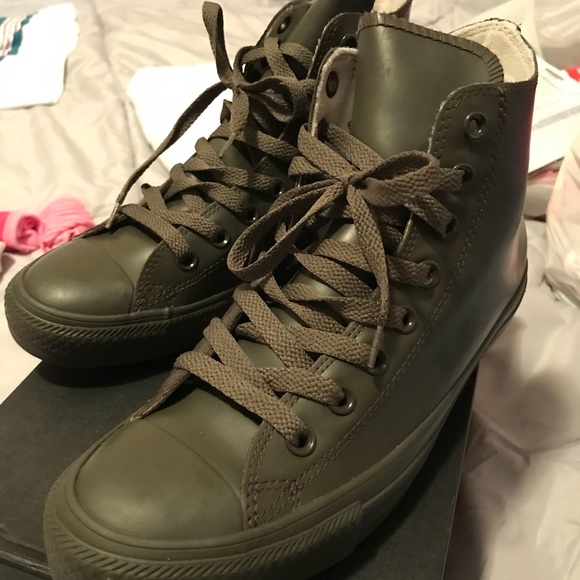 army green converse high tops